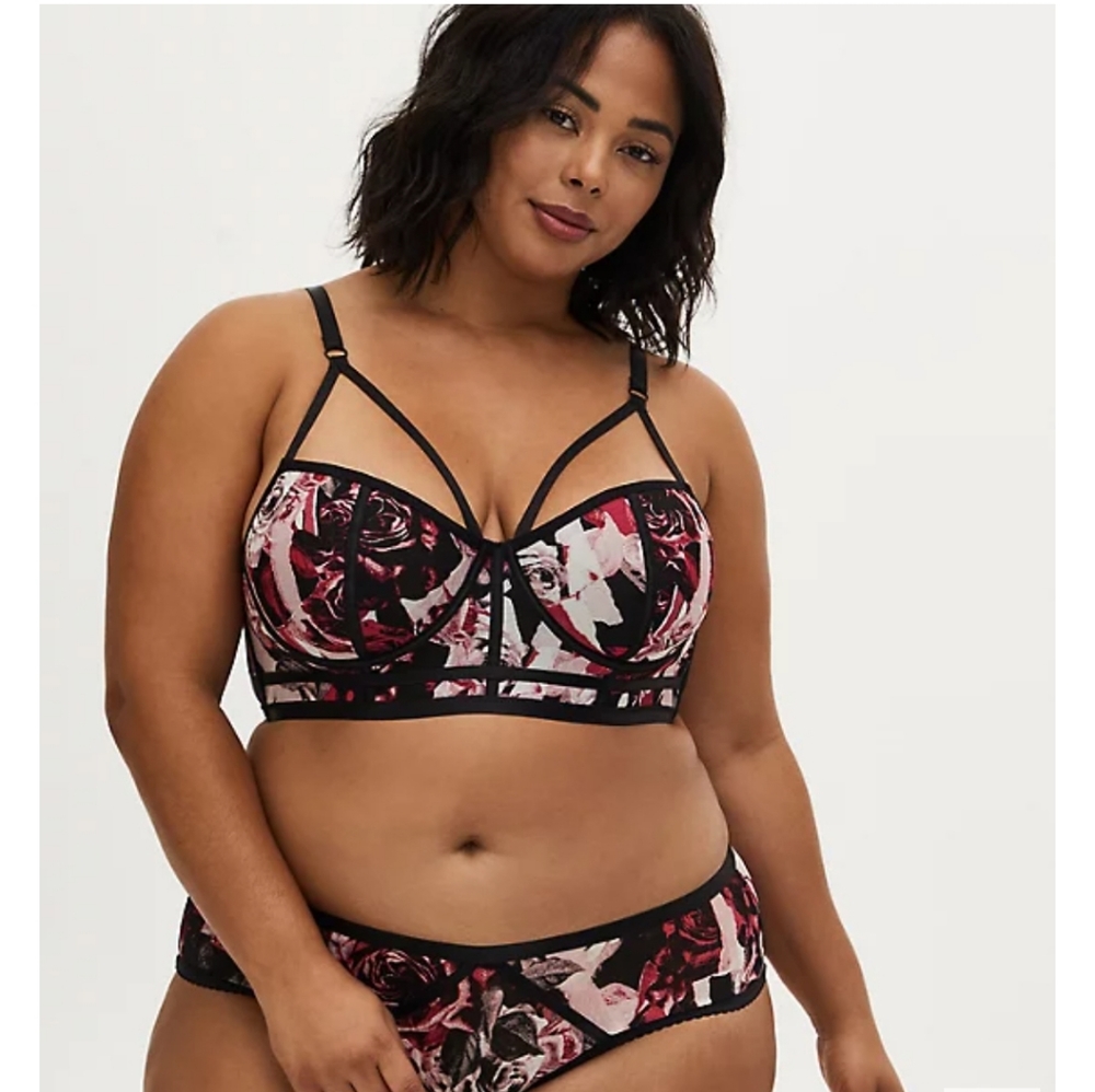 Torrid mesh strappy underwire longline bralette